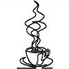Iron Coffee Cup Decor Minimalist Line Art Mug Gift Hot Beverage Service Kitchen Wall Sign