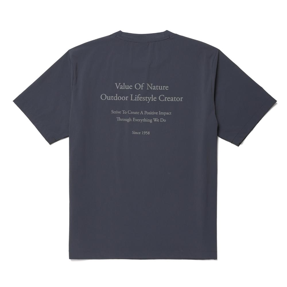 [Snowpeak] Thin Tech Lettering Short-Sleeve T-shirt Vintage Blue (S26MUSTS31)