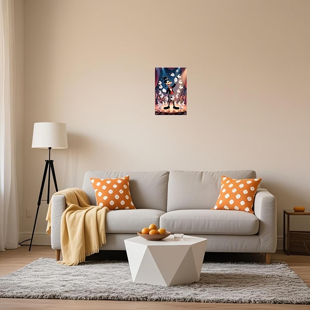 2D Flat - 1pc Disney Metal Wall Art - 8x12 Inch Colorful Iron Decor with Goofy and White Rabbits, Durable Surface, 2D Flat Desig