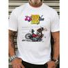 Wit T-shirt met Joe Bar Team Motorfiets Cartoon Print, een Casual Streetwear Stijl Item voor Mannen.