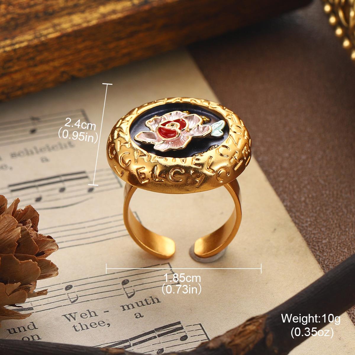 New Flower Enamel Oil Drop Fashion Earrings Oil Painting Series Literary Retro Round Premium French Necklace Set