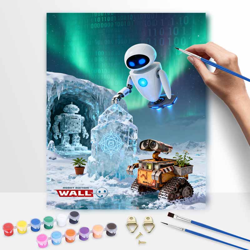 Disney Robot Love Scene Oil Paint Digital Painting Art Kit FillIn Painting Home Decor