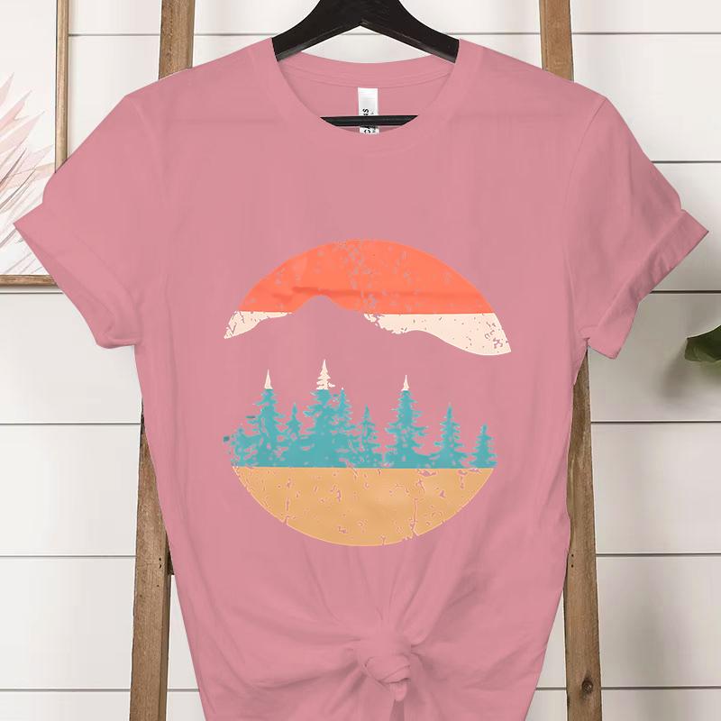 Vintage Adventure Mountain Graphic T Shirts Women Funny Nature Lover Gift Classic Tops Woman Adventure Outdoors Mountain Tshirt