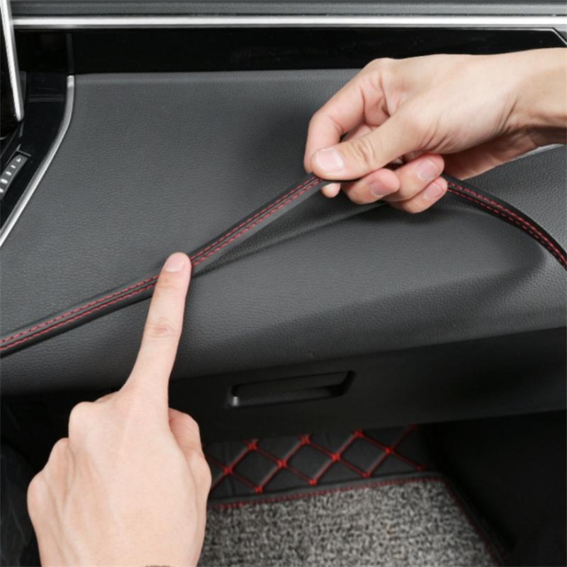 

8m Car Interior Trim Strip Automobile Center Console PU Leather Adhesive Decorative Strip Red