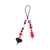 Heart Beaded Keychain Fashionable Resin Charm Phone Pendant for Youthful Women Colorful Beads for Bags and Phones
