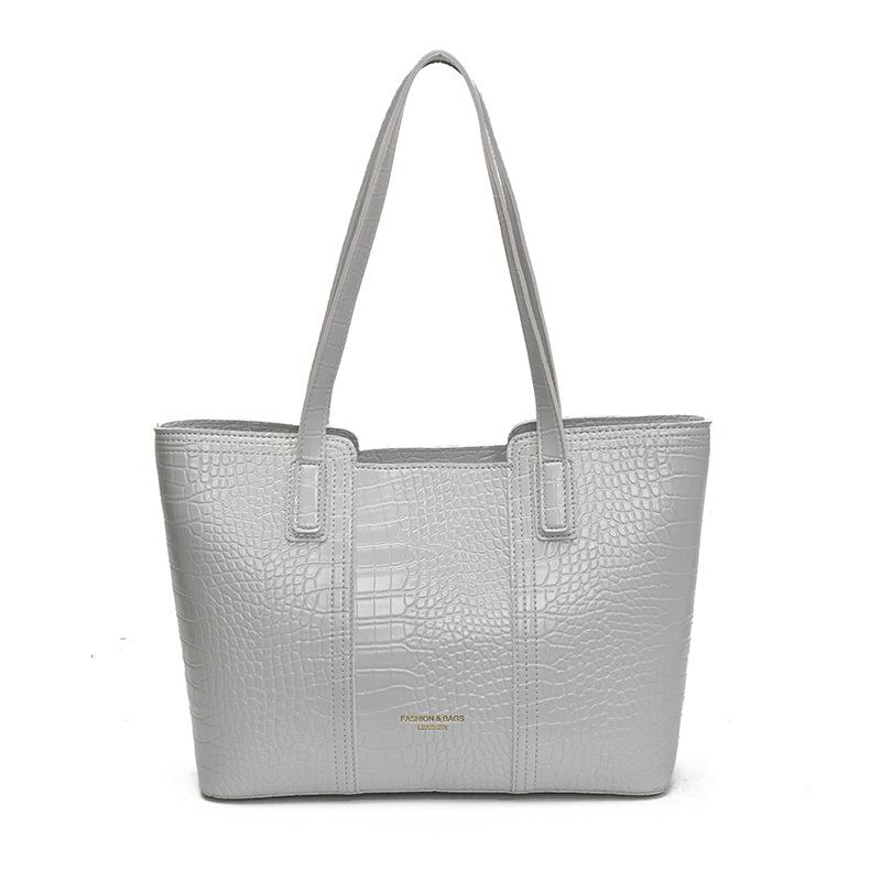 Premium Sense Solid Color Simple Crocodile Pattern Large Capacity Tote Bag Women's 2025 New Trend Fashion Versatile Shoulder Bag