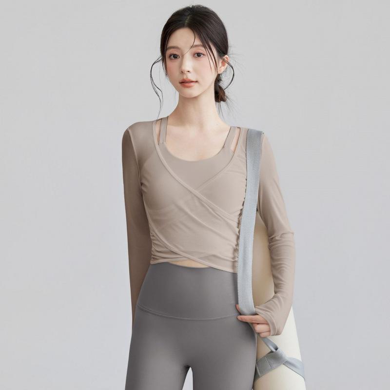 Premium Yoga Suit Women's Sports Top Skinny Long Sleeves Skinny Running Training Pilates Fitness Suit Spring