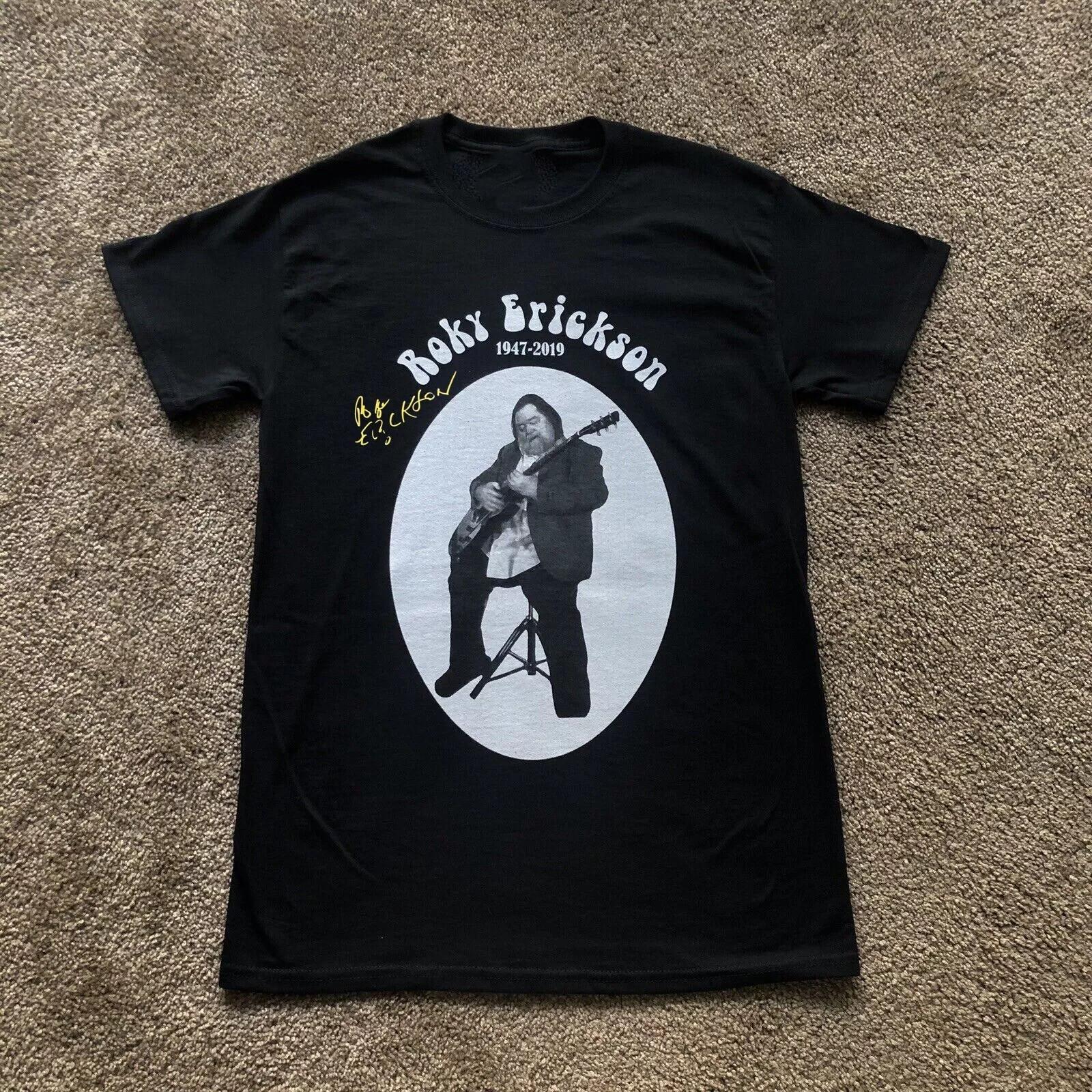 Vtg Roky Erickson Signature heavy Cotton Black All Size T Shirt For Men TR146 XL