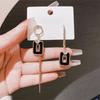 Trendy Asymmetric Earrings Geometric Square Women Stud Earrings Long Tassel Dangle Earrings  Girl