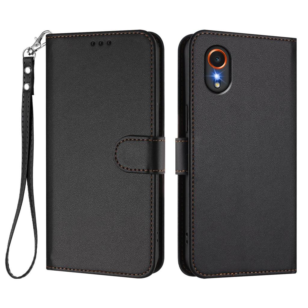For Samsung Galaxy Xcover7 Leather Case Wallet Stand Phone Cover with Wrist Strap