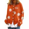 Women's Autumn-Winter Chrysanthemum Embroidered Knitted Cardigan - Casual, Simple, Fashionable, Elegant Sweater