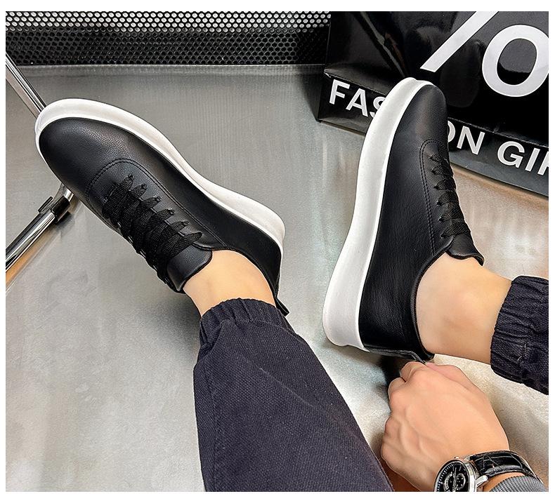 Four Seasons Men's Black Casual Skateboard Slip-On Loafers - Lightweight Lace-Up Sports Shoes for Students