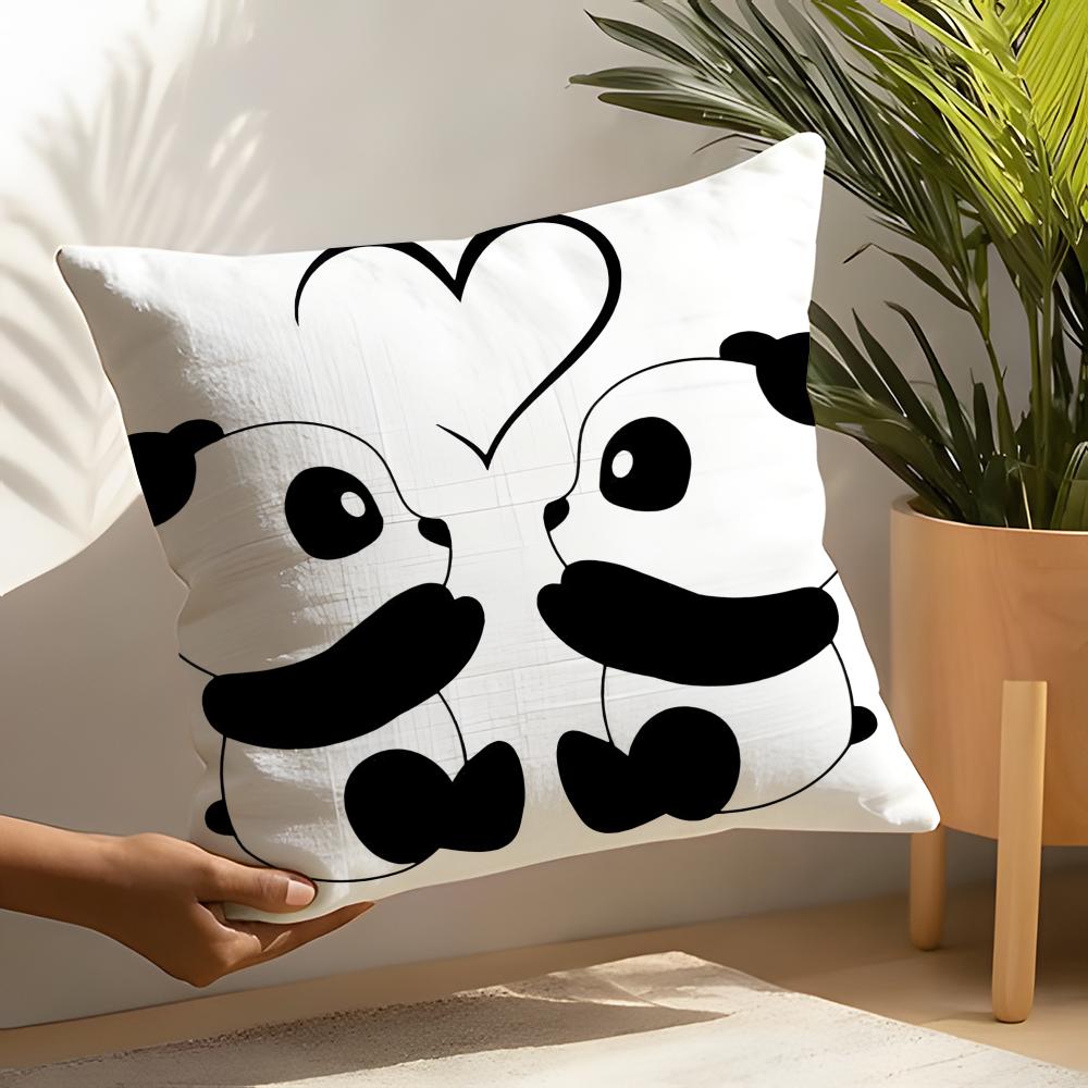 Cute Lovely Cartoon Panda Pillow Case Linen Cushion Covers For Decorative Sofa Home Pillows Case Car Chair Pillows Cases