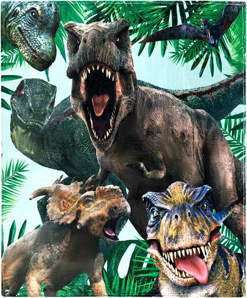 Dinosaur Blanket for Boys Kids Cartoon Dino Soft Plush Toddler Throw Blanket Cute Print Travel Blankets for Girls Sofa Bed