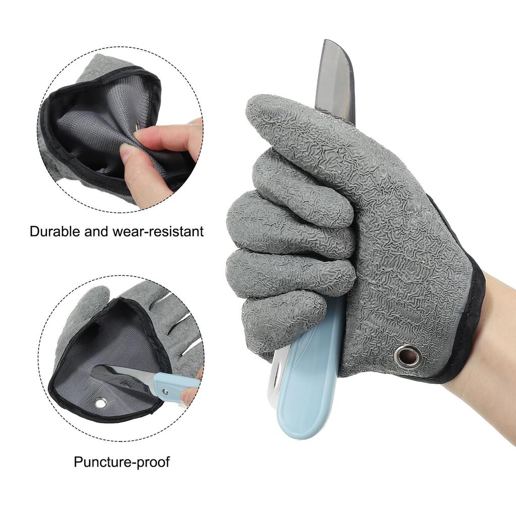PATIKIL 1 Pair Fishing Gloves with Magnetic Fisherman Professional Catch Fish Fillet Gloves with Towel for Catching Gray Release, Gloves, Non-Slip