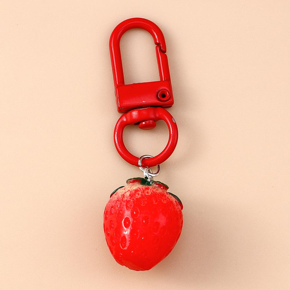 Cute Resin Simulation Fruit Keychain Grape Lemon Apple Key Ring Pendants for Women Girls Handbag Decor Kid's Jewelry Gifts