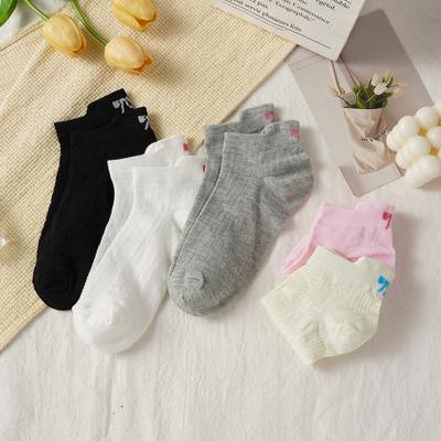 Women's Breathable Socks Korean Style Cute Heel Embroidered Bow Socks