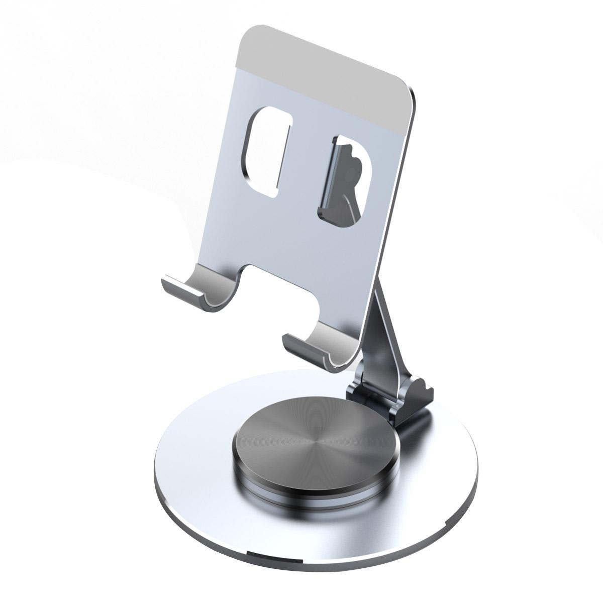 

Tablet Stand 360-degree Rotating Aluminum Alloy Desktop Holder Foldable Mobile Phone Stand Adjustable Tablet Mount Silver