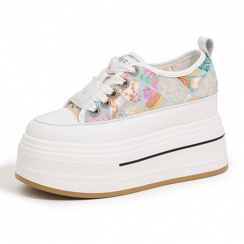 

Fashion Women s Summer Outdoor Slip-On Shoes Thick Bottom High Toppling White Shoes Breathable Mesh Versatile Flat Footwear Sandalias 34 белый