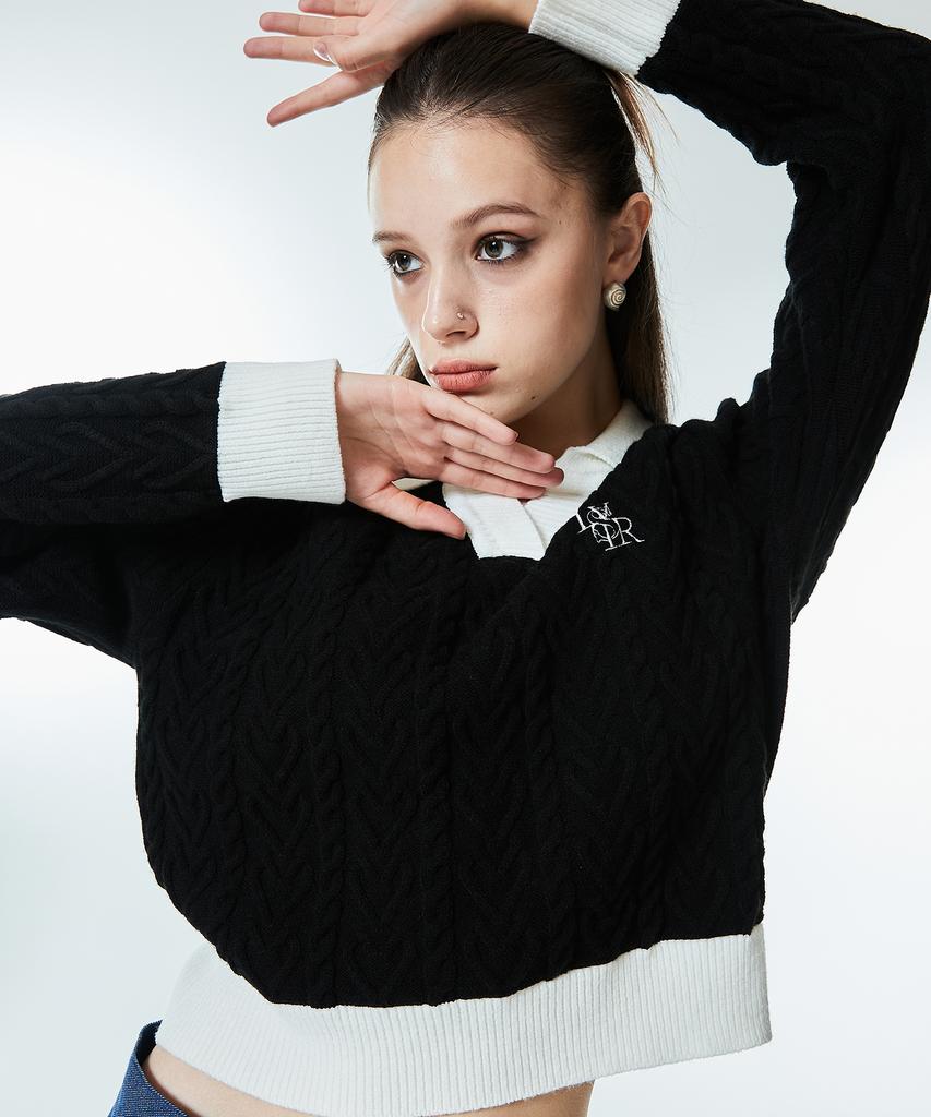 LUVISTRUE Ac Logo Collar Knit(Black)