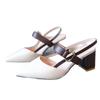 Women's Summer 2025 Pointed-Toe Backless Roman High Heel Sandals with One Strap & Chunky Heel