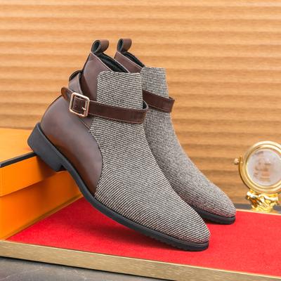 Britischer Stil Herren Lederstiefel Elegant Spitz Zehenbereich Slipper Stiefeletten Mann Mode Braun Chelsea Boots Herren botas para hombre