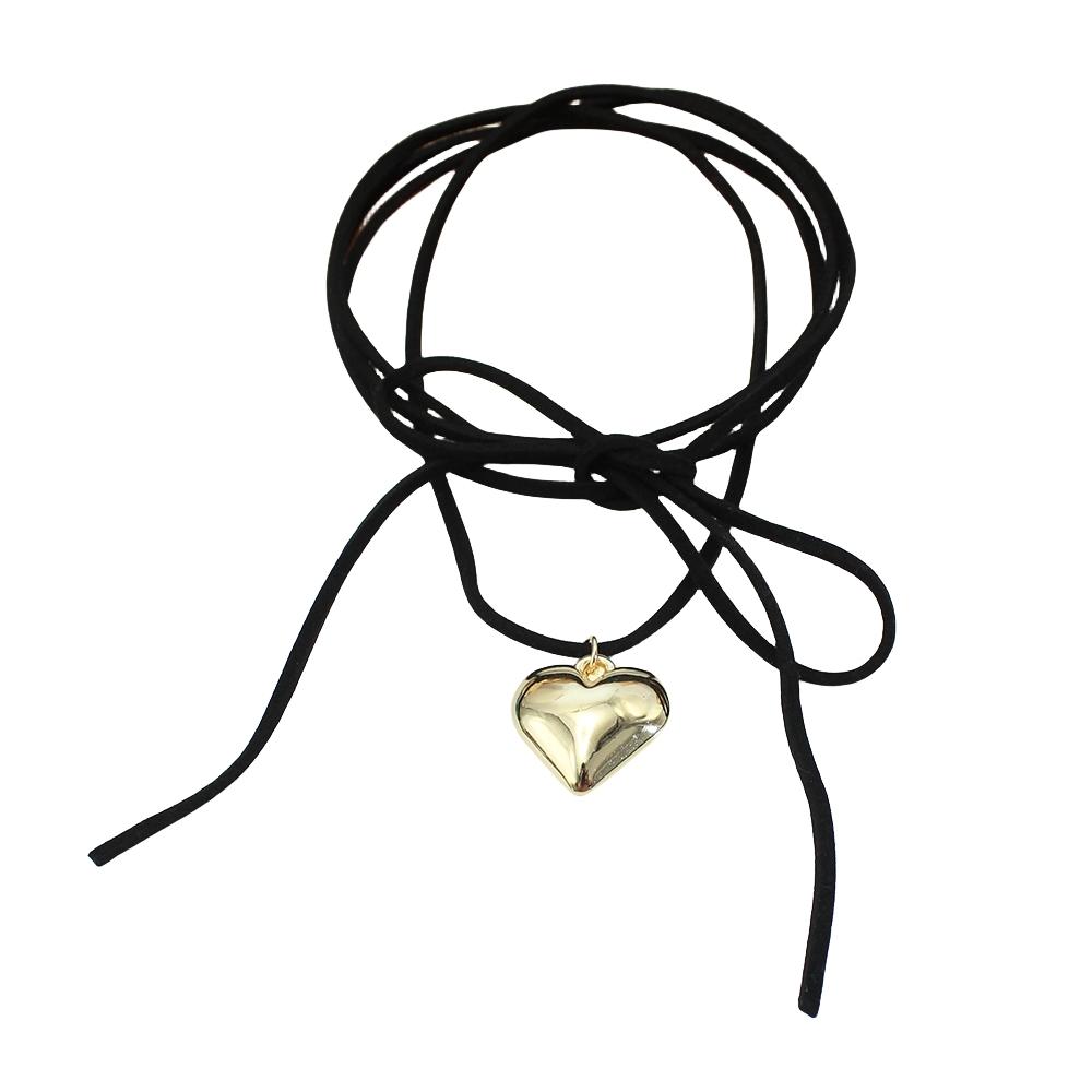 Diy Jewelry Goth Black Velvet 25mm Heart Pendant Choker Necklace for Women Weave Knotted Bowknot Adjustable Chain Jewelry