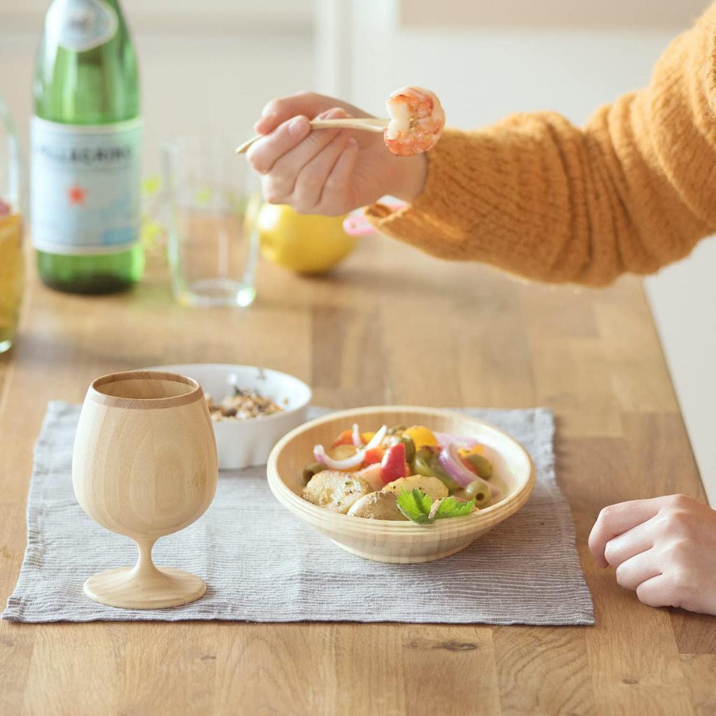 RIVERET Brandy Vessel Glass, 250ml, Bamboo, Dishwasher Safe, White, RV-117W