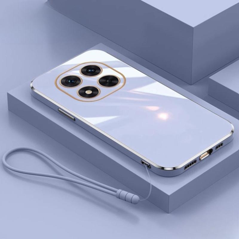 Lanyard Glossy Plated Phone Case For Xiaomi Redmi Note 14 14Pro 13 12 11S 10 14C 13C POCO X7 X6 Pro M5S Silicone Protector Cover