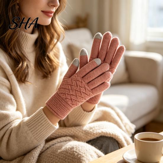Versatile Outdoor Sports Gloves 1 Pair Winter Warm Fleece Lined for Women Men, Cold Soft Acrylic Accessories Weather Thermal Gloves, Thickened