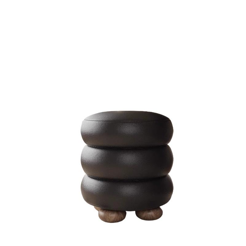 Sgabello da Toeletta Lussuoso Stile Cremoso - Sgabello Rotondo in Lana per la Camera da Letto delle Ragazze, Pouf Decorativo Minimalista, Comodo Poggiapiedi