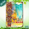 Neues trendiges HD-Metall-Wandbild Vintage Retro Tropisches Tiki-Bar-Schild Exotische Speisen und Getränke Aquarell-Illustration D Flach Desi