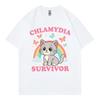 Chlamydia Survivor Funny Cat Meme Graphic T Shirts Men Women Clothing Kawai Fashion T-shirt Harajuku Y2k Short Sleeve T-shirts