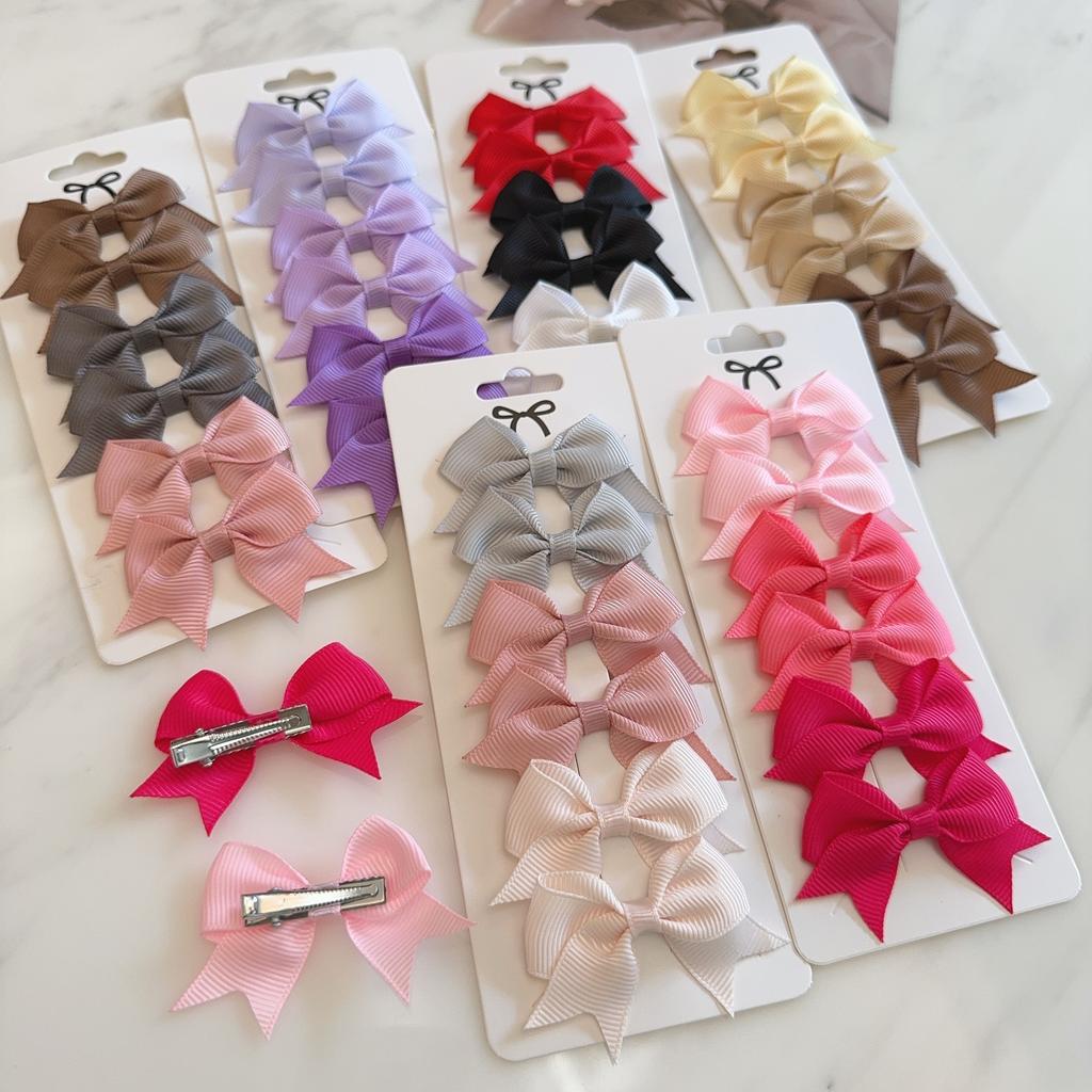 6Pcs/Set New Cute Solid Ribbon Bowknot Hair Clips for Baby Girls Handmade Bows Hairpin Barrettes Headwear Kids Hair Accessories