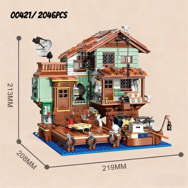 Fisherman'S Wharf Zhegao Blocks Light House Building Bricks Cabin Juguetes Diy Toys For Girl Gift Adult Present New Year