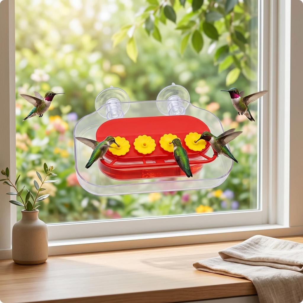 Nectar Dispenser with Feeding Ports Clear Window Easy To Clean for Nature Lovers,