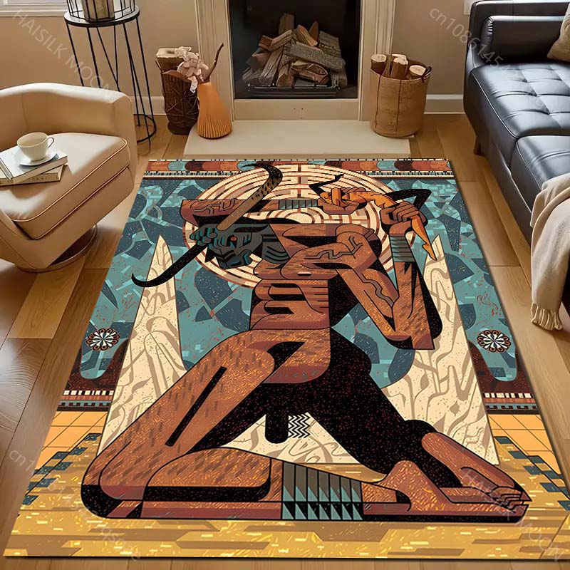 Ancient Egyptian Murals Print Carpet for Living Room Bedroom Sofa Doormat Decor Sofa Area Rug Non-slip Floor Mat for Gifts