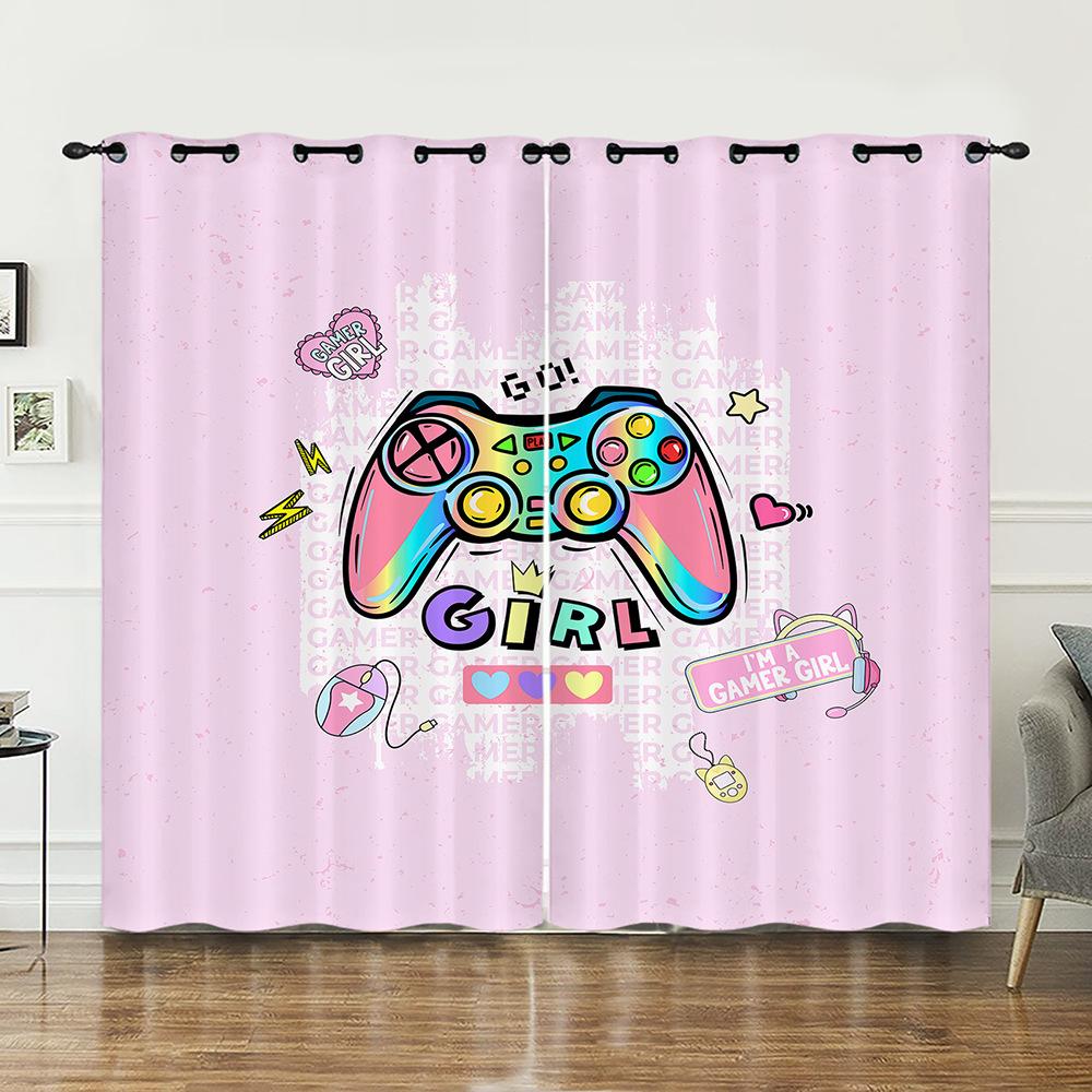 

Шторы Шторы для спальни Цифровая печать Геймпад Светонепроницаемые шторы Без сверления 97cm*114cm*2