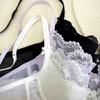 Ladies Summer Violet Lingerie French Thin Cup Push Up Bra Set Sexy Lace Flowers Embroidery Women Underwear Bra Briefs Set