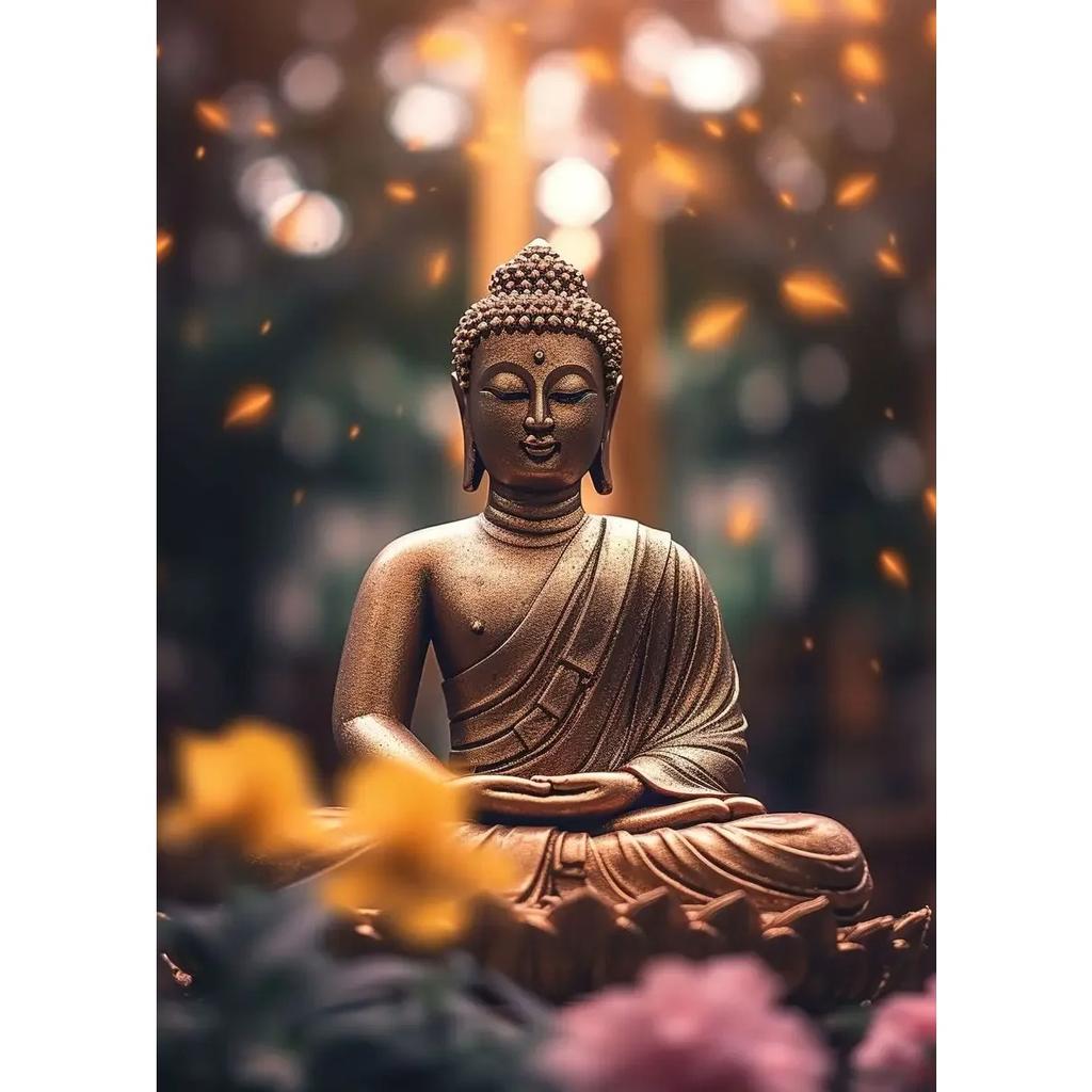 Zen Religion Meditation Buddhism Poster and Print Canvas Painting Wall Art Buddha In Nature Abstract Picture for Room Home Decor