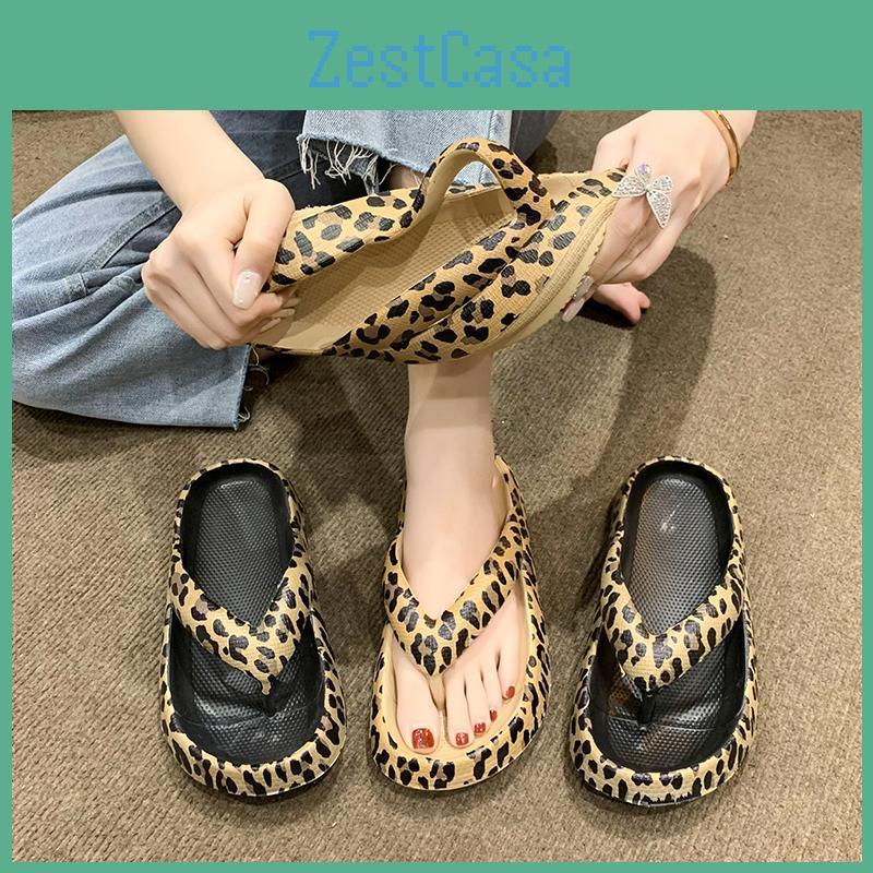 Leopard Flipflops Summer Beach Nonslip Slippers Outdoor Soft Sole Womens Flipflop