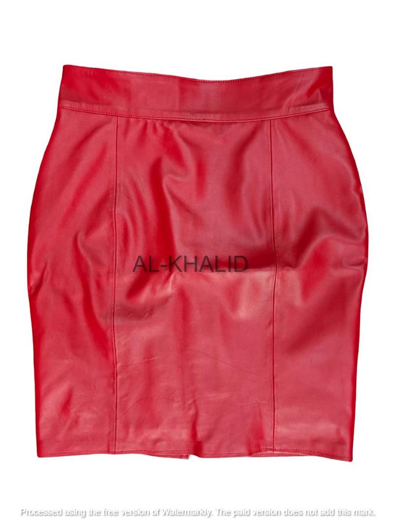 Stylish Formal Wear Soft Women's Skirt Red Genuine Lambskin Leather Party