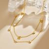 Stainless Steel Heart-shaped White Zircon Necklace,Gold Color Cherry Bowknot Drop Necklaces for Women,Trendy Charm Jewelry Gift
