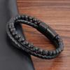 Natural Stone Volcanic Stone Leather Bracelet, Stone Bead Leather Woven Multi-layer Leather Bracelet
