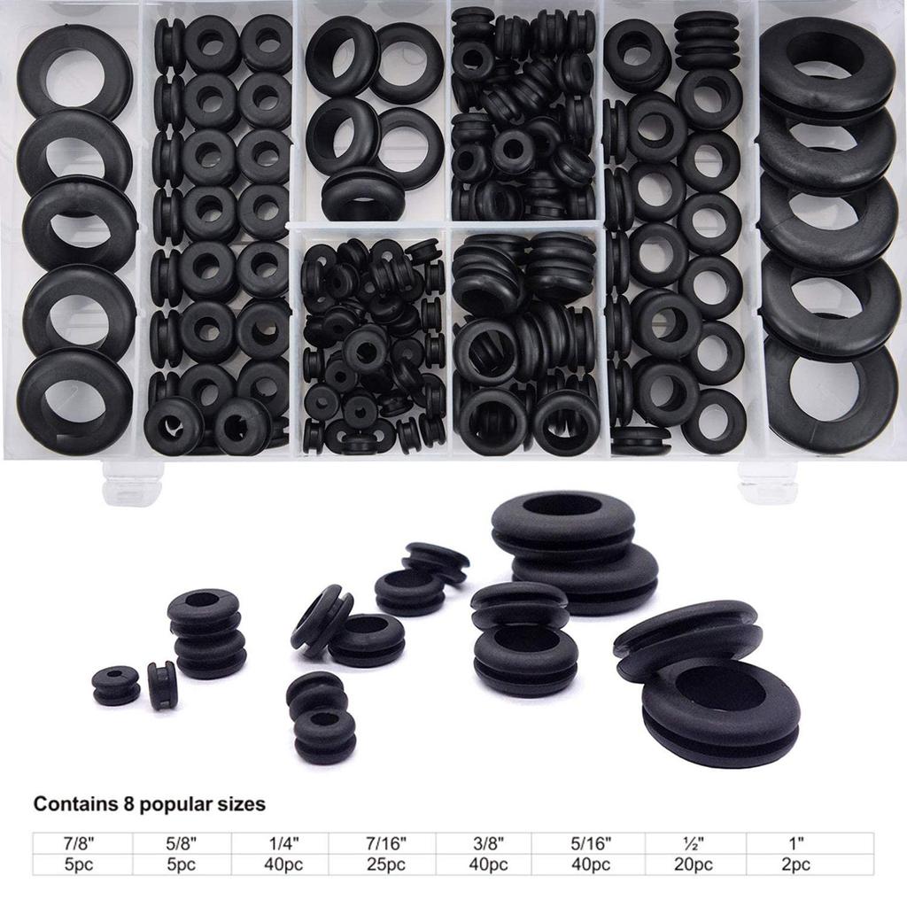 180Pcs Rubber Grommets Sealing Rings Assortment of Rubber Washers for Wires Plugs Cables