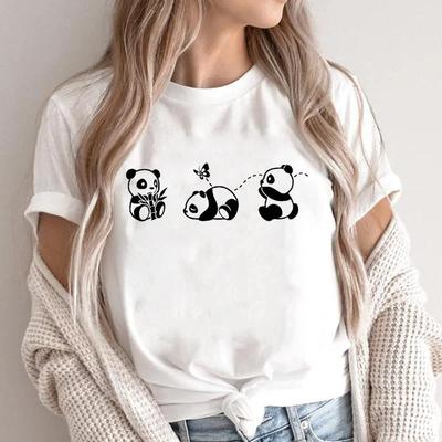 Kleidung Kurzarm Sommer Top Damen Panda Lustig 90er Trend Damenkleidung Basic T-Shirt Print Grafik T-Shirts Tops T-Shirt