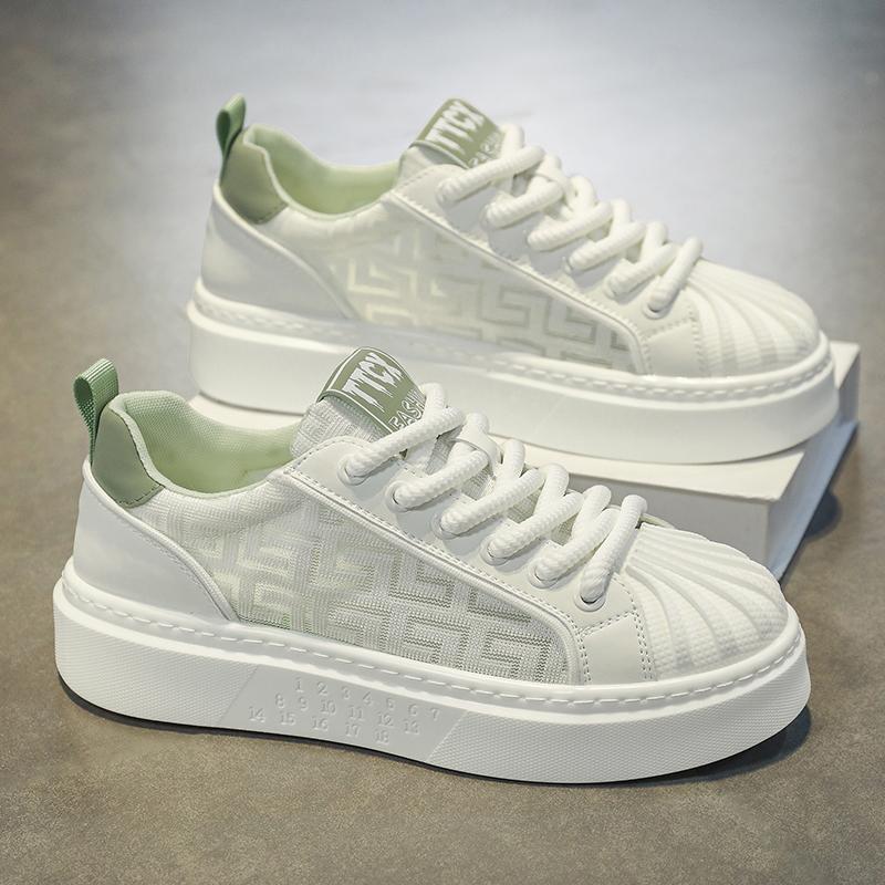 

Ice silk new summer mesh breathable casual shell head board shoes sports increase 39, ready to ship зелёный
