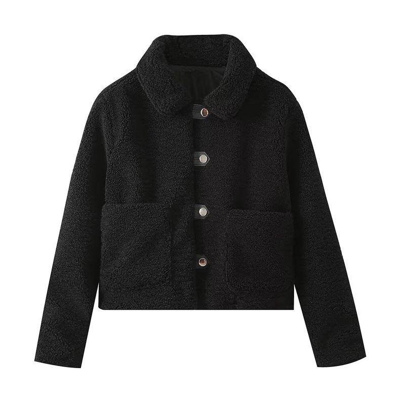 

Kaslead New Arrival Women s Clothing Fashion Style Stylish Simple and Versatile Casual Fleece Jacket Outwear 8741223 Black L