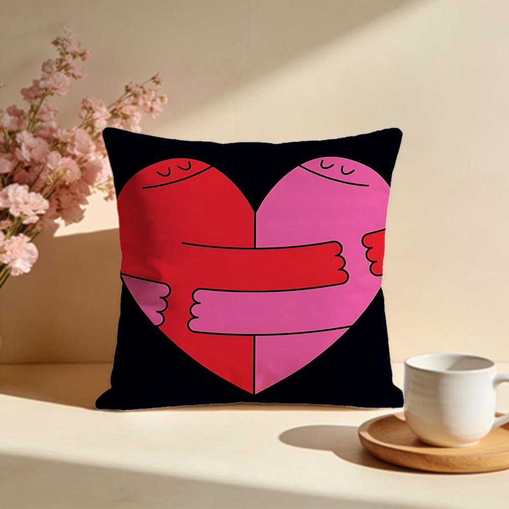 Colorful Graffiti Heart Cushion Cover Soft Pillow Cases for Home Bedroom Living Room Sofa
