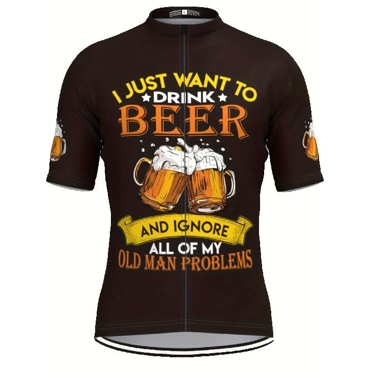 

I JUST WANT TO DRINK BEER, AND IGNORE ALL OF MY OLD MAN Problems;Men S Short Sleeve Cycling Jersey MTB Bike Clothing Bicycle Tops Summer M чёрный